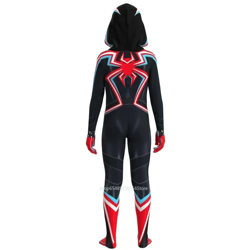 Black Spiderman 2099 Miles Morales Cosplay Costume For Kids Gift Into Verse Spider Man Bodysuit Superhero Child Jumpsuit Suit