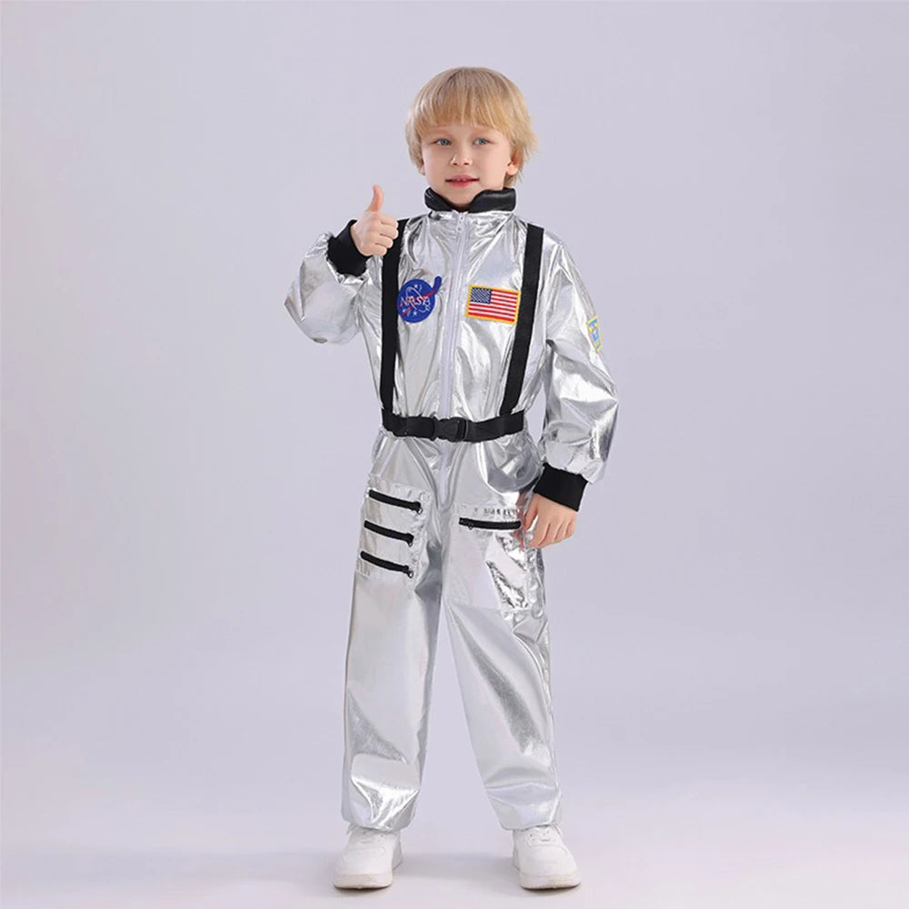 Spaceman Cosplay Costumes Silver Astronaut Role Play Disguise Stagement Jumpsuit Space Suit Outfits Hallowee Carnival Costume